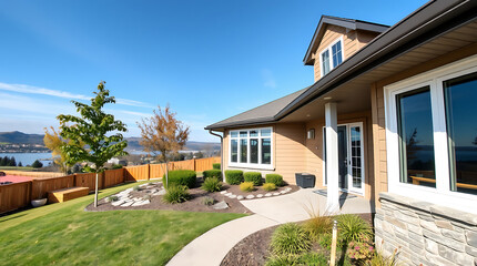 Luxury Home with Stunning Water View: Modern Architectural Design, Landscaped Garden, and Breathtaking Scenery