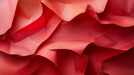 Obraz premium Abstract red paper texture. Crinkled and folded, creating dynamic folds and shadows.