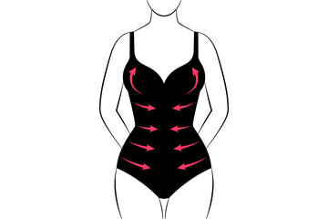 Woman and shaping underwear with slimming and push-up effects