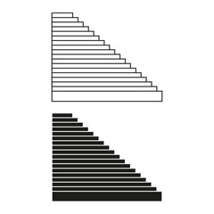 Geometric step design. Monochrome ladder graphic. Modern abstract shapes. Vector illustration.