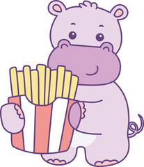 Cute hippo vector icon. Funny baby hippo animal series stock illustration. life of fluffy hippo designs.