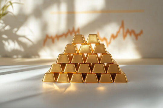 The gold bars signify the rewards of strategic investing, focusing on wealth preservation and growth. 3D rendering. Concept.
