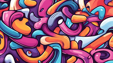 Abstract colorful graffiti art background; vibrant swirls and shapes; digital illustration for website design
