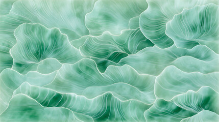 Abstract Green Floral Wave Pattern Design, Ideal for Wallpaper or Textile