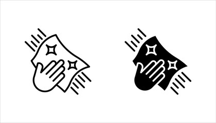 Cleaning cloth line icon set, vector illustration on white background.