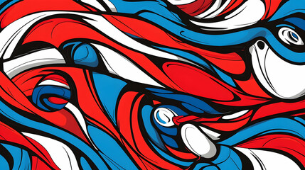 Obraz premium Abstract red, white, and blue swirls background for design