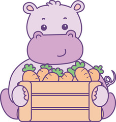 Cute hippo vector icon. Funny baby hippo animal series stock illustration. life of fluffy hippo designs.