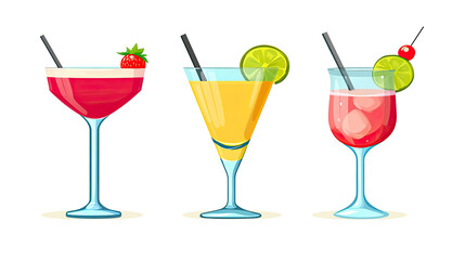 Alcohol and Mocktails on Clear Background Generative AI