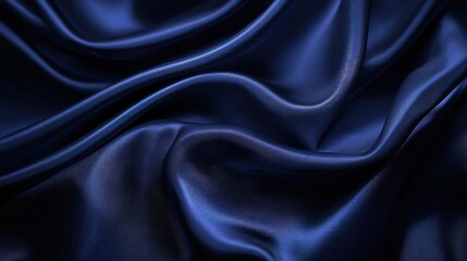 Fototapeta premium Elegant deep blue satin fabric with smooth folds and subtle highlights