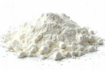 A Pile of White Powder Forms a Small Mound on a White Background