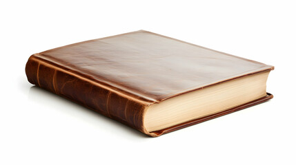 Obraz premium Antique leather-bound book on white background; ideal for education, history, or literature themes