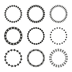 Fototapeta premium Decorative circle frames. Geometric border design. Black and white shapes. Vector illustrations.