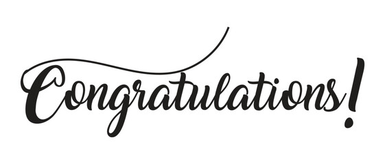 hand drawn congratulations text lettering banner and poster note isolated on white background. vector illustration.