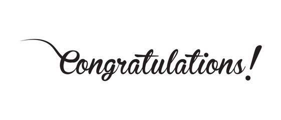 hand drawn congratulations text lettering banner and poster note isolated on white background. vector illustration.