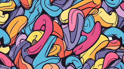 Colorful abstract graffiti pattern, seamless design for textile or web background