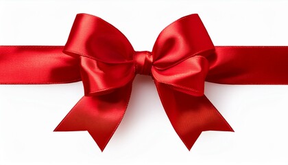 Fototapeta premium Classic red satin ribbon bow, elegant and festive.