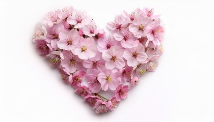 Obraz premium Pink cherry blossoms arranged in a heart shape.