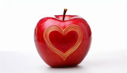 Obraz premium A red apple with a heart carved into it.