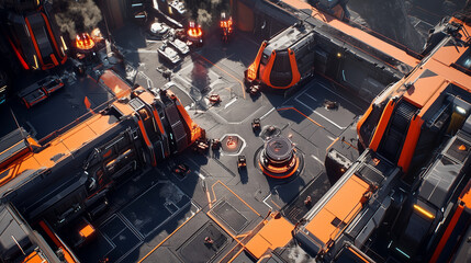 Fototapeta premium futuristic military base with high-tech weapons and cutting-edge technology