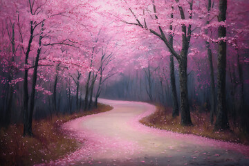  endless cherry blossom forest path