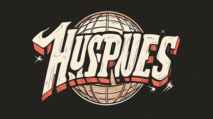 Global travel, adventure, wanderlust concept; stylized lettering over globe; dark background; ideal for tourism marketing