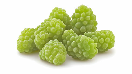 Green candy clusters, sweet treat, studio shot, white background, food photography, ideal for recipe websites