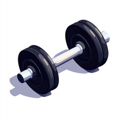 Naklejka premium Stylized Dumbbell with Black Weights and Silver Bar