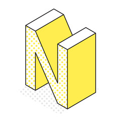 アイソメトリック_立体的でシンプルなアルファベットN