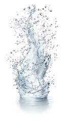 Dynamic Water Splash Creates a Stunning Visual with Droplets and Ripples Beautifully on White Background