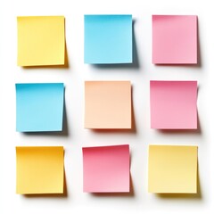 Fototapeta premium Stack of Colored Sticky Notes in Pink, Yellow, and Blue