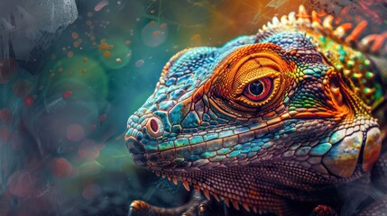 Obraz premium Beautiful abstract lizard, AI generated image