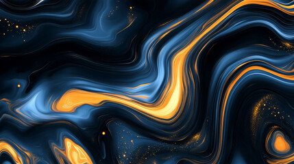 Obraz premium Abstract swirling blue and orange pattern with glowing accents