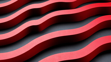 Red wavy lines on dark background create striking pattern