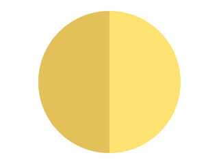 A simple yellow circle with a dual-tone shading split down the middle. Ideal for backgrounds, graphic design, minimalism, digital art, and modern aesthetics. Clean lines and solid colours in minimal