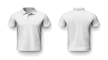 Front and Rear Views of Plain White Polo Shirts Generative AI