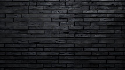 Abstract Black brick wall texture for pattern background,wide panorama picture