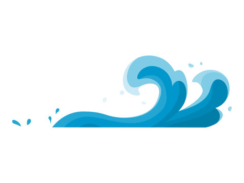 A dynamic blue ocean wave is splashing on a white background, embodying the power and beauty of the sea. Ideal for nature themes, marine life, environmental awareness, summer beach activities and