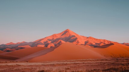 Naklejka premium Desert Landscape Majestic Dunes Starry Night Sky Mountain Range