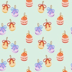 seamless pattern with Easter Theme Light green background