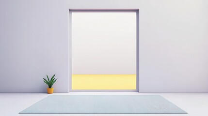 Fototapeta premium Minimalist Room with Large Window and Plant