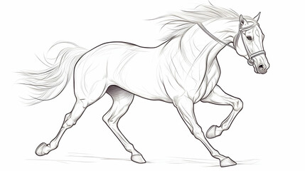 Obraz premium Running horse, elegant pose, white background, equine art, ideal for equestrian websites