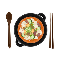 Vector Illustration Logo Clipart Doenjang Jjigae Korean Fermented Soybean Soup
