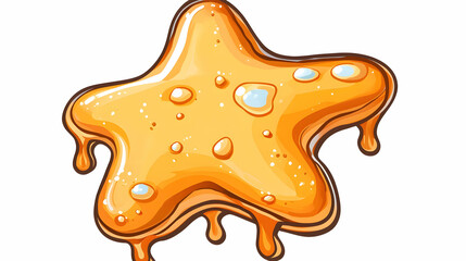 Star-shaped honey cake dripping honey; sweet treat illustration; food blog, recipe website