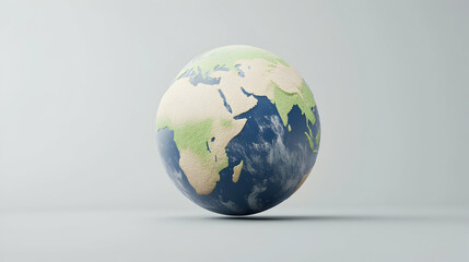 Stylized Earth globe on white background; environmental concept; global issues illustration; website, presentation