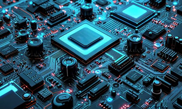 Circuit Board Animation, Glowing Technology, 4K