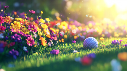 Golf ball and spring flower collision