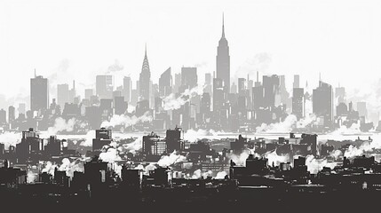 Obraz premium ニューヨークの高層ビルの黒いシルエット4