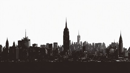 Fototapeta premium ニューヨークの高層ビルの黒いシルエット11