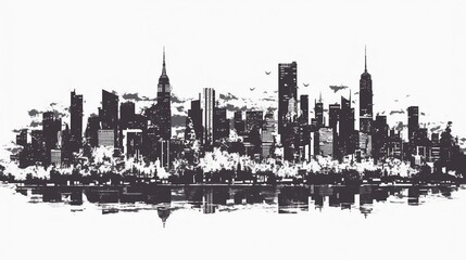 ニューヨークの高層ビルの黒いシルエット13