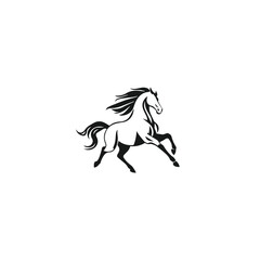Galloping Horse Silhouette with Flowing Mane vector eps